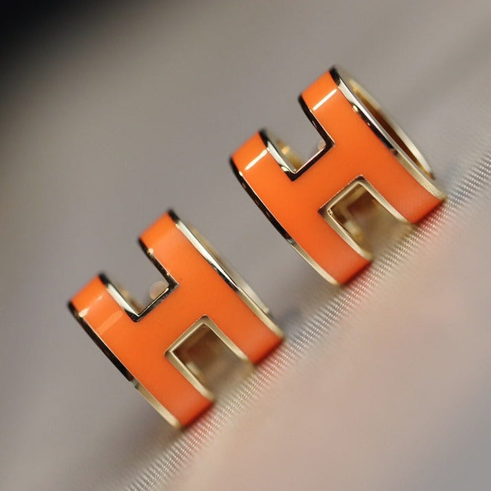 [✨Rose💎]MINI POP H EARRINGS ORANGE