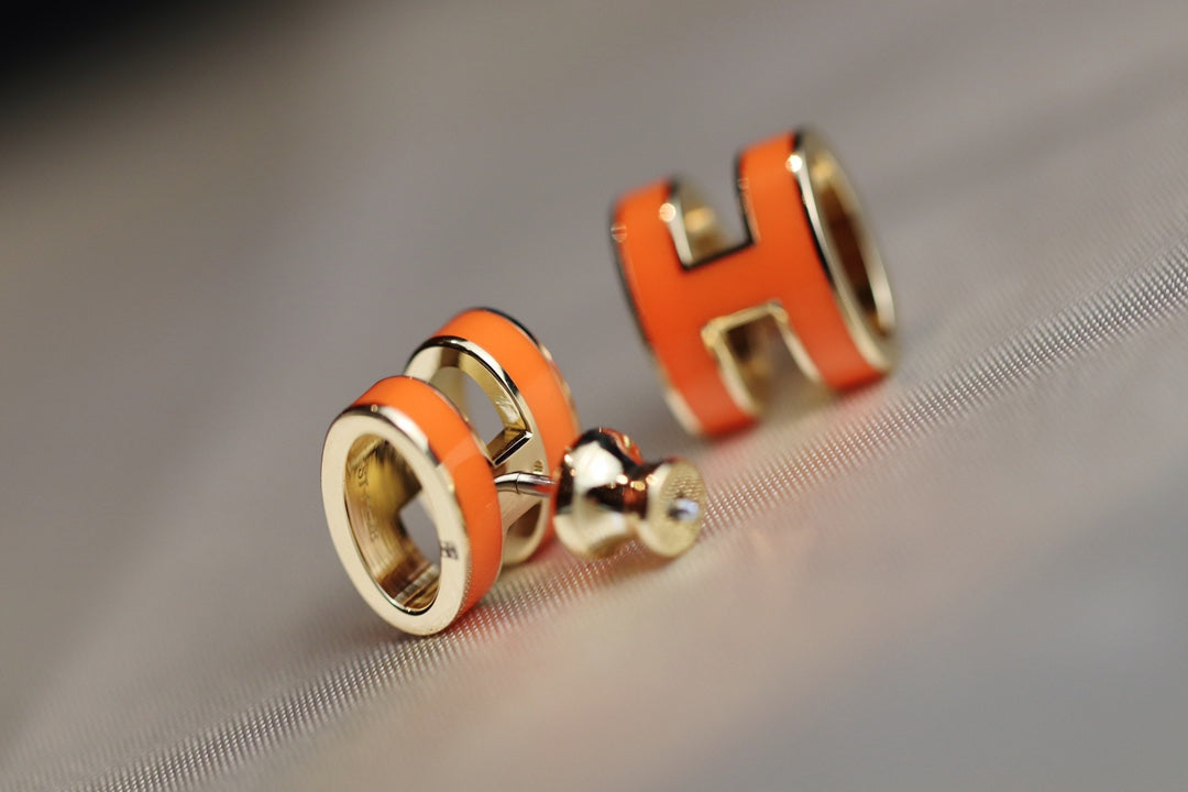 [✨Rose💎]MINI POP H EARRINGS ORANGE