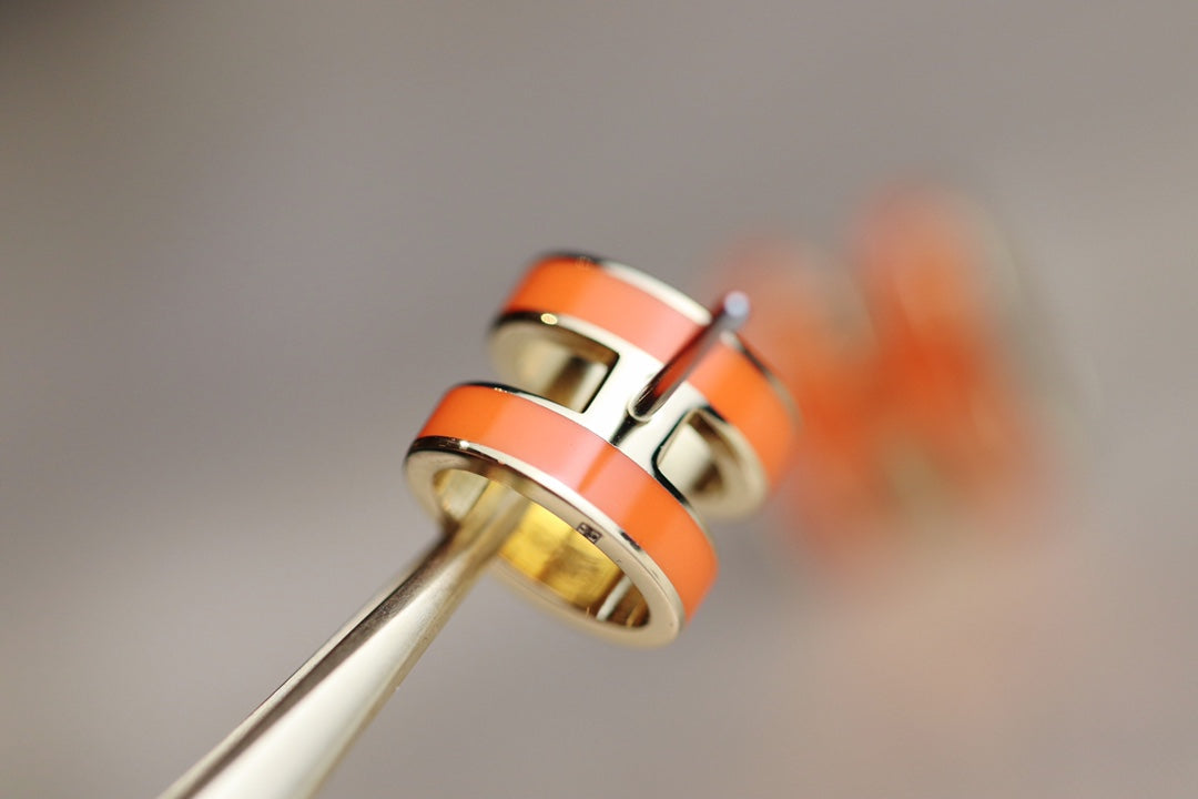 [✨Rose💎]MINI POP H EARRINGS ORANGE