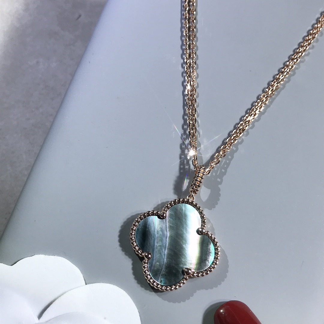 [✨Rose💎]CLOVER 25MM GOLD DARK MOP BIG CLOVER NECKLACE