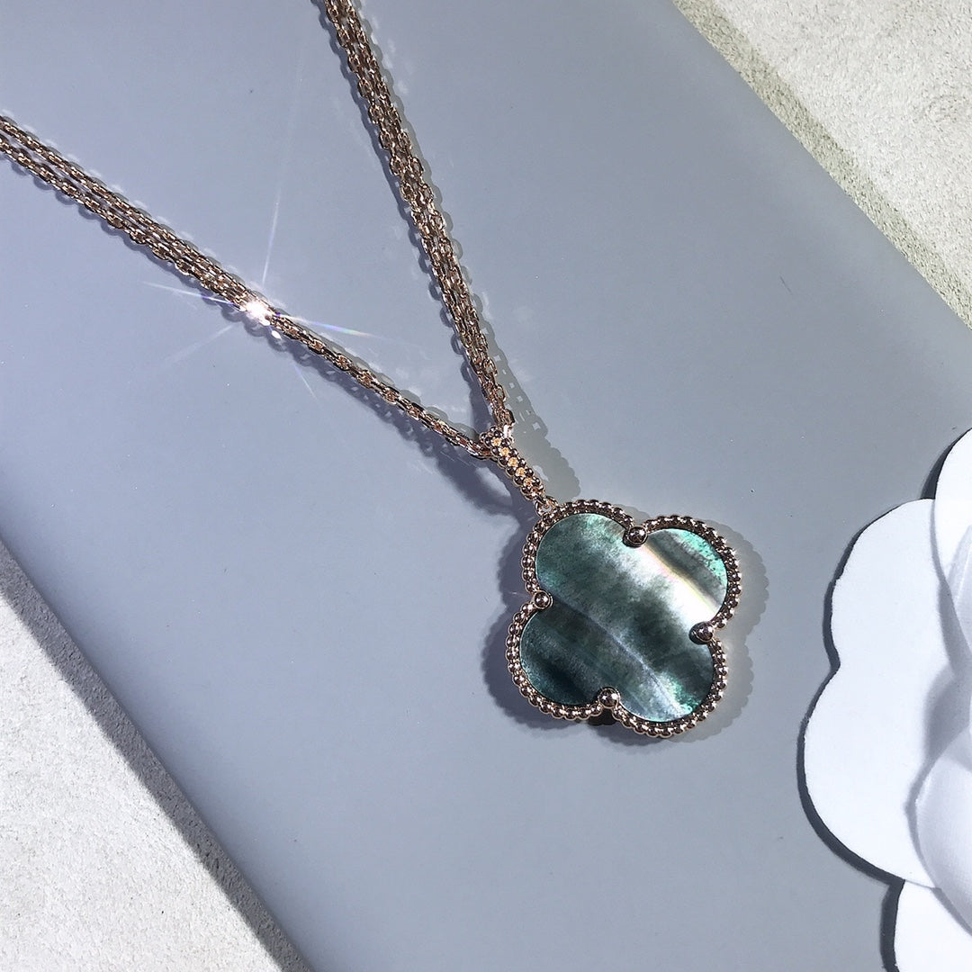 [✨Rose💎]CLOVER 25MM GOLD DARK MOP BIG CLOVER NECKLACE