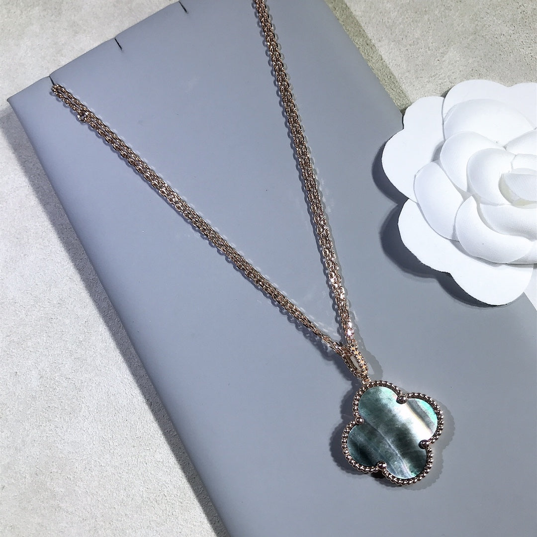 [✨Rose💎]CLOVER 25MM GOLD DARK MOP BIG CLOVER NECKLACE