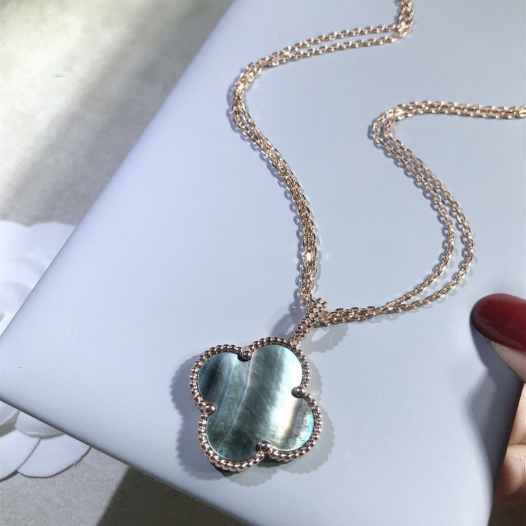 [✨Rose💎]CLOVER 25MM GOLD DARK MOP BIG CLOVER NECKLACE