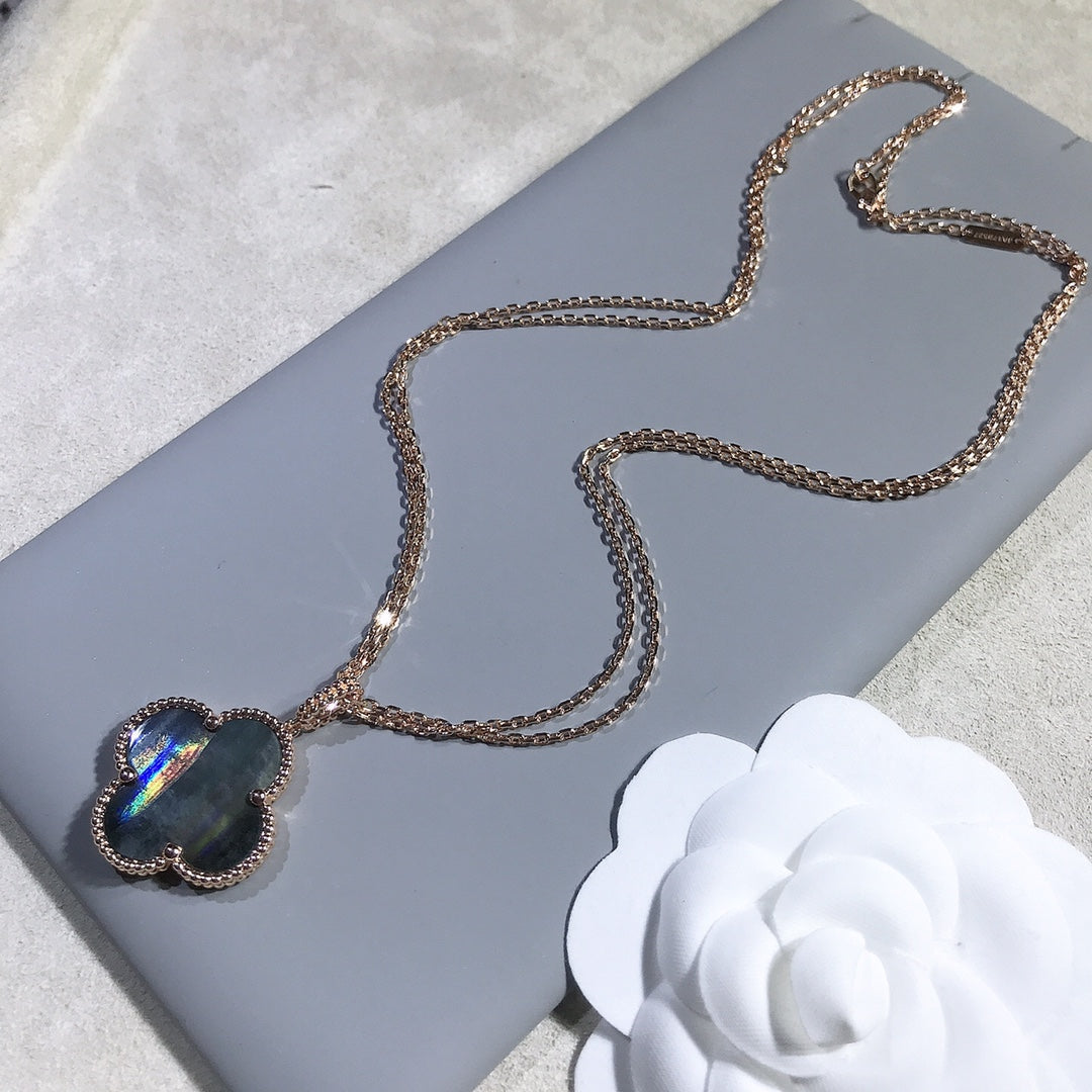 [✨Rose💎]CLOVER 25MM GOLD DARK MOP BIG CLOVER NECKLACE