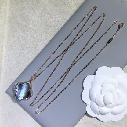 [✨Rose💎]CLOVER 25MM GOLD DARK MOP BIG CLOVER NECKLACE