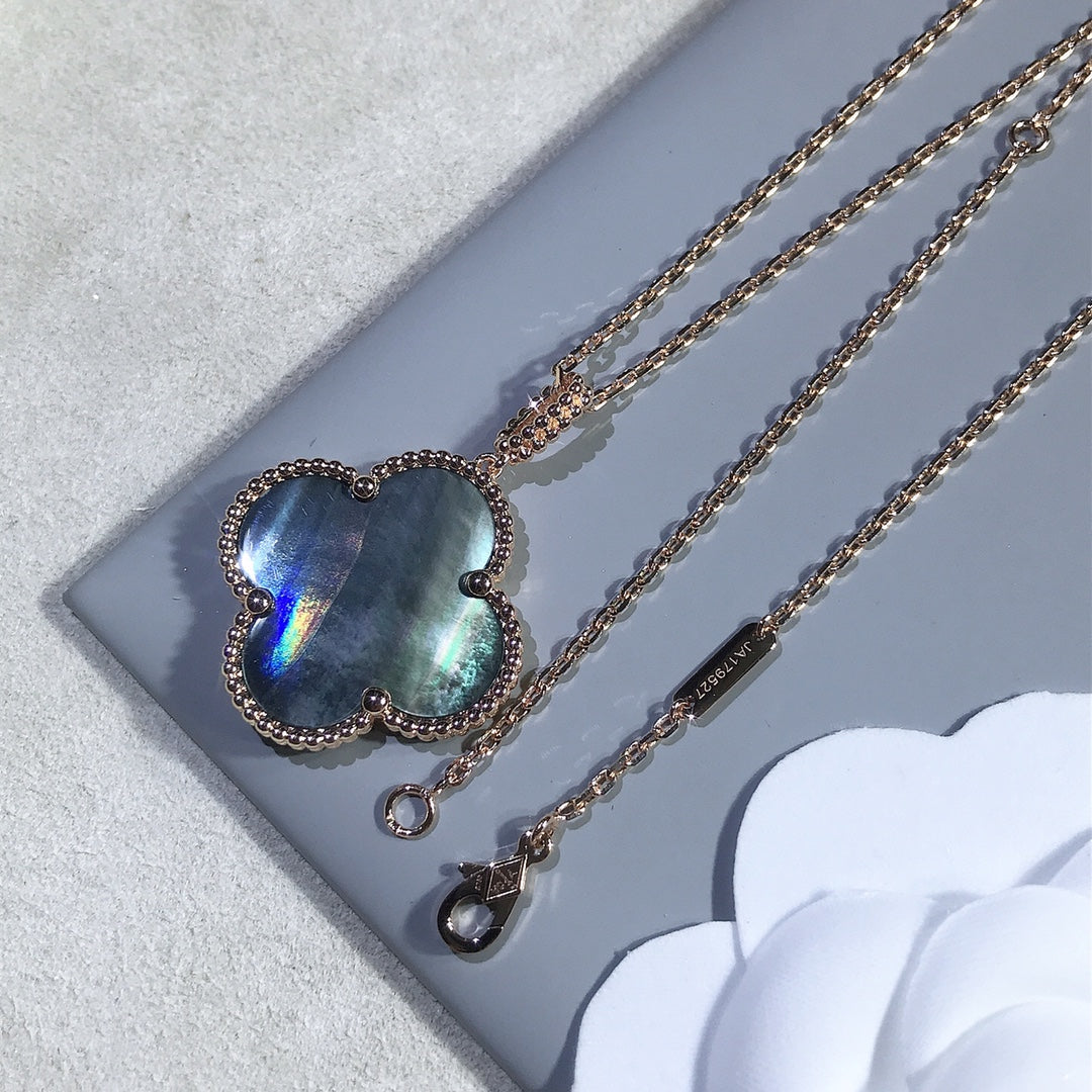 [✨Rose💎]CLOVER 25MM GOLD DARK MOP BIG CLOVER NECKLACE