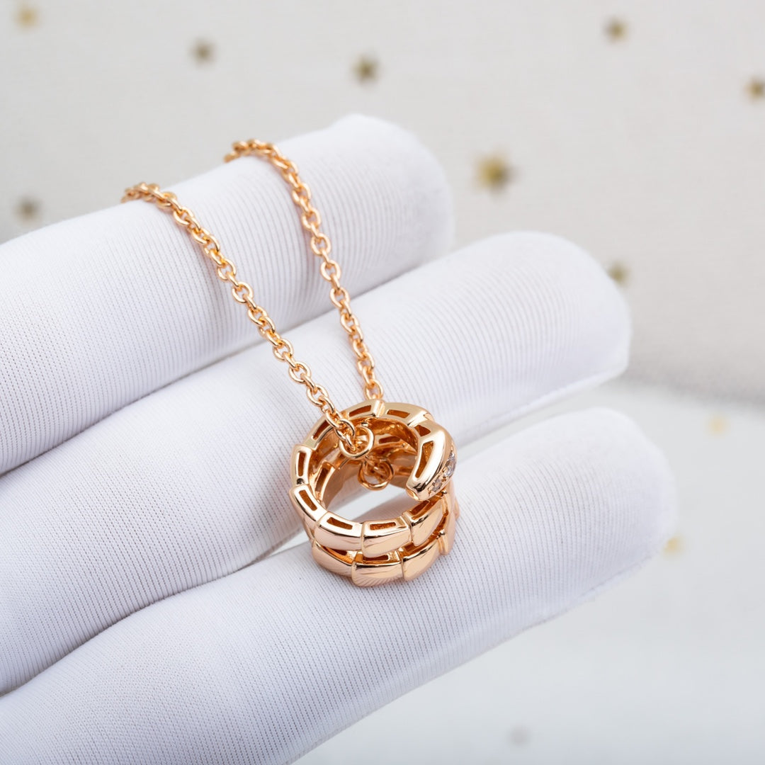[✨Rose💎]SERPENTI PINK GOLD NECKLACE DIAMOND
