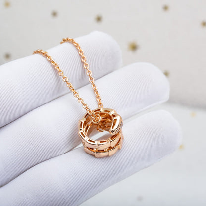 [✨Rose💎]SERPENTI PINK GOLD NECKLACE DIAMOND