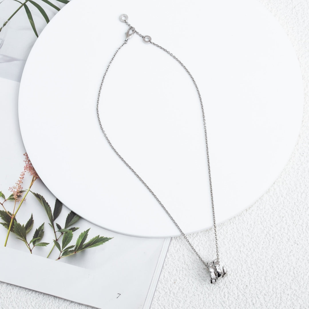 [✨Rose💎]SERPENTI SILVER NECKLACE DIAMOND