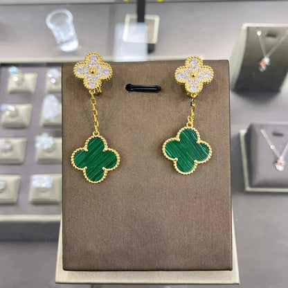 [✨Rose💎]CLOVER  2 MOTIFS  DIAMOND  EARRINGS (MULTIPLE CHOICESç´