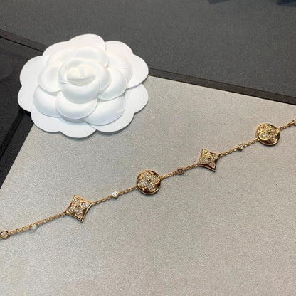[✨Rose💎]✨Rose💎 AND SUN 4 MOTIFS GOLD DIAMONDS BRACELET