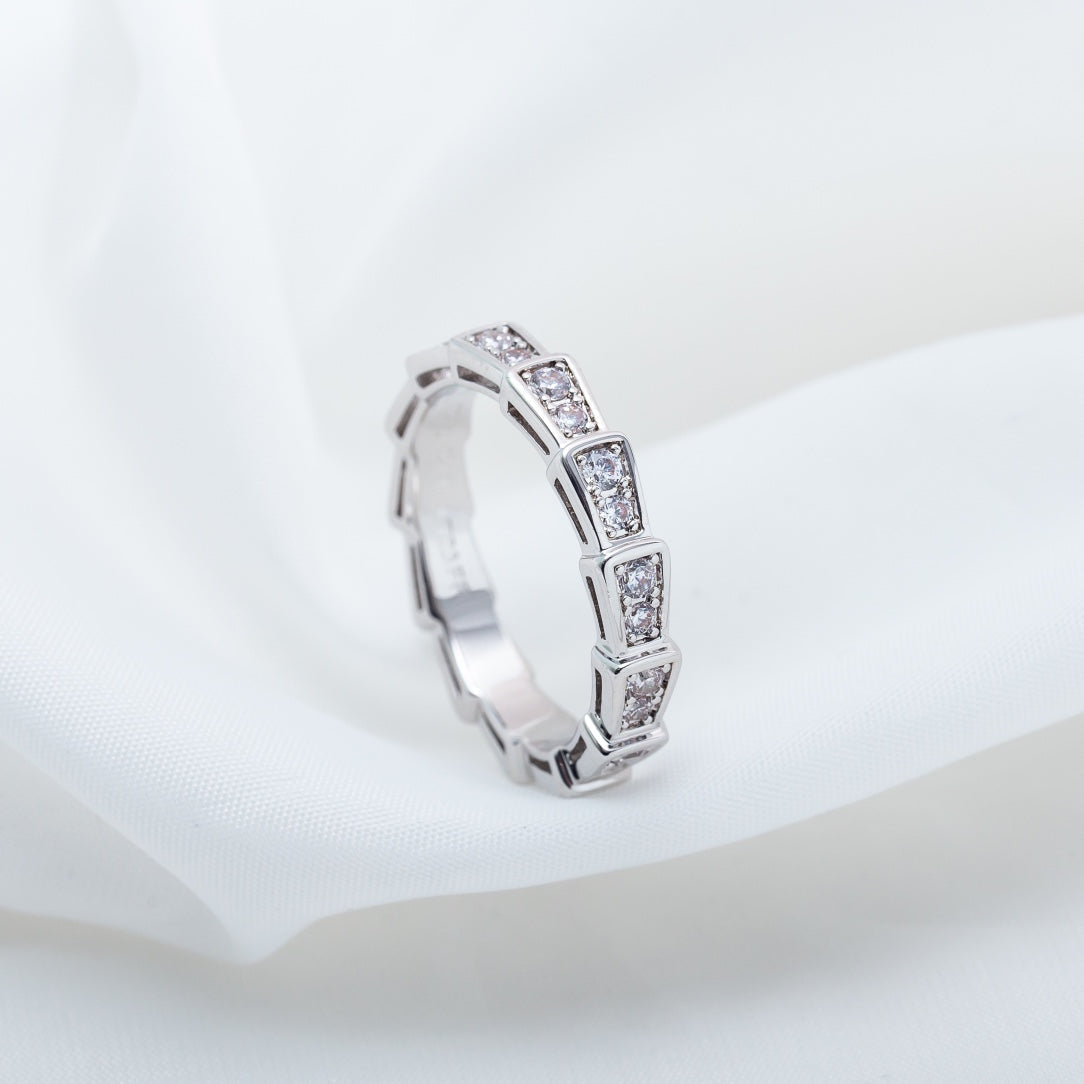 [✨Rose💎]SERPENTI RING SILVER DIAMOND PAVED 3MM