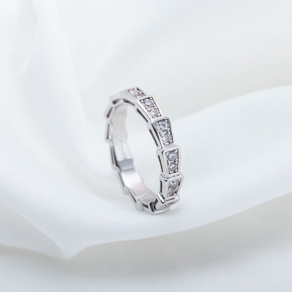[✨Rose💎]SERPENTI RING SILVER DIAMOND PAVED 3MM