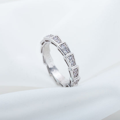 [✨Rose💎]SERPENTI RING SILVER DIAMOND PAVED 3MM