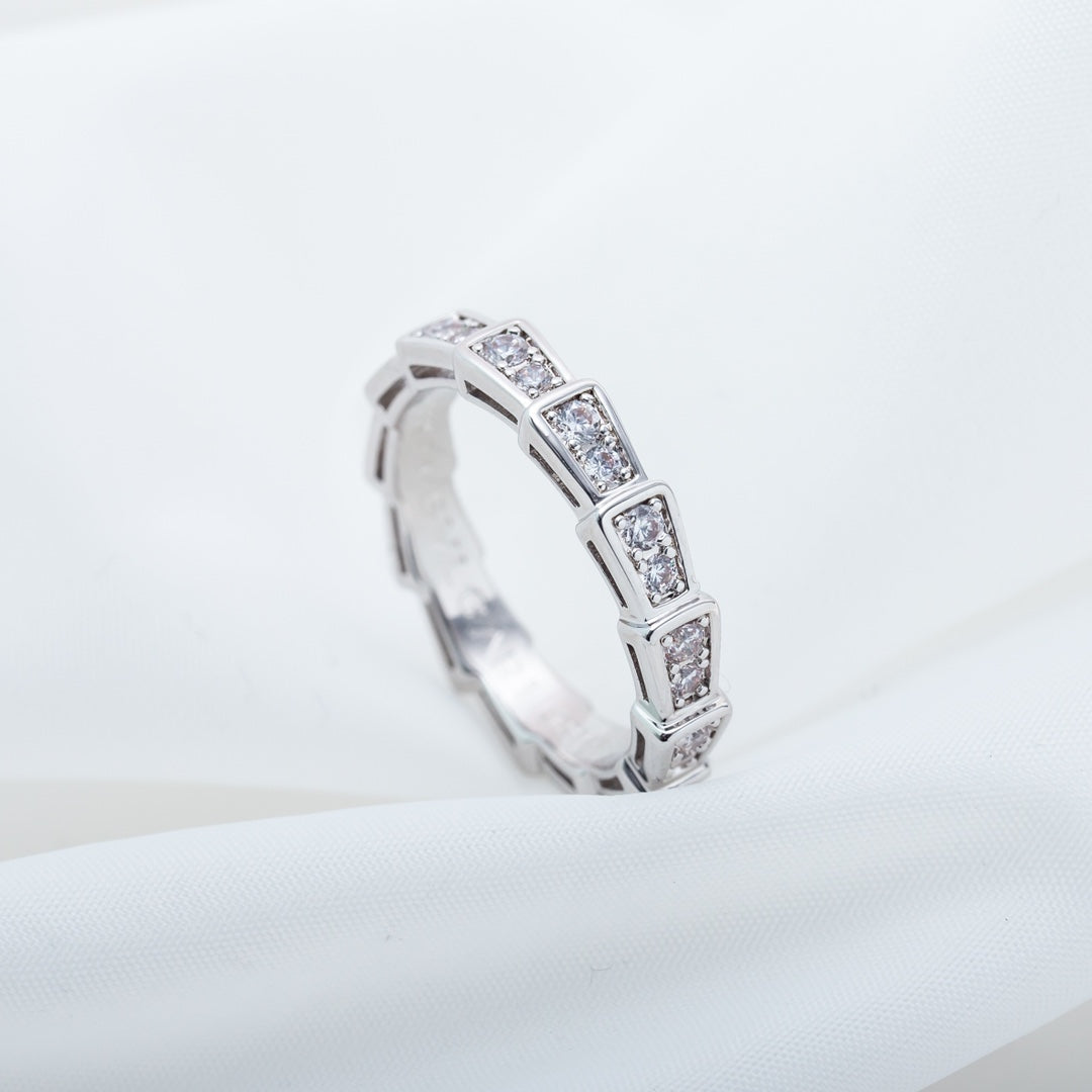 [✨Rose💎]SERPENTI RING SILVER DIAMOND PAVED 3MM