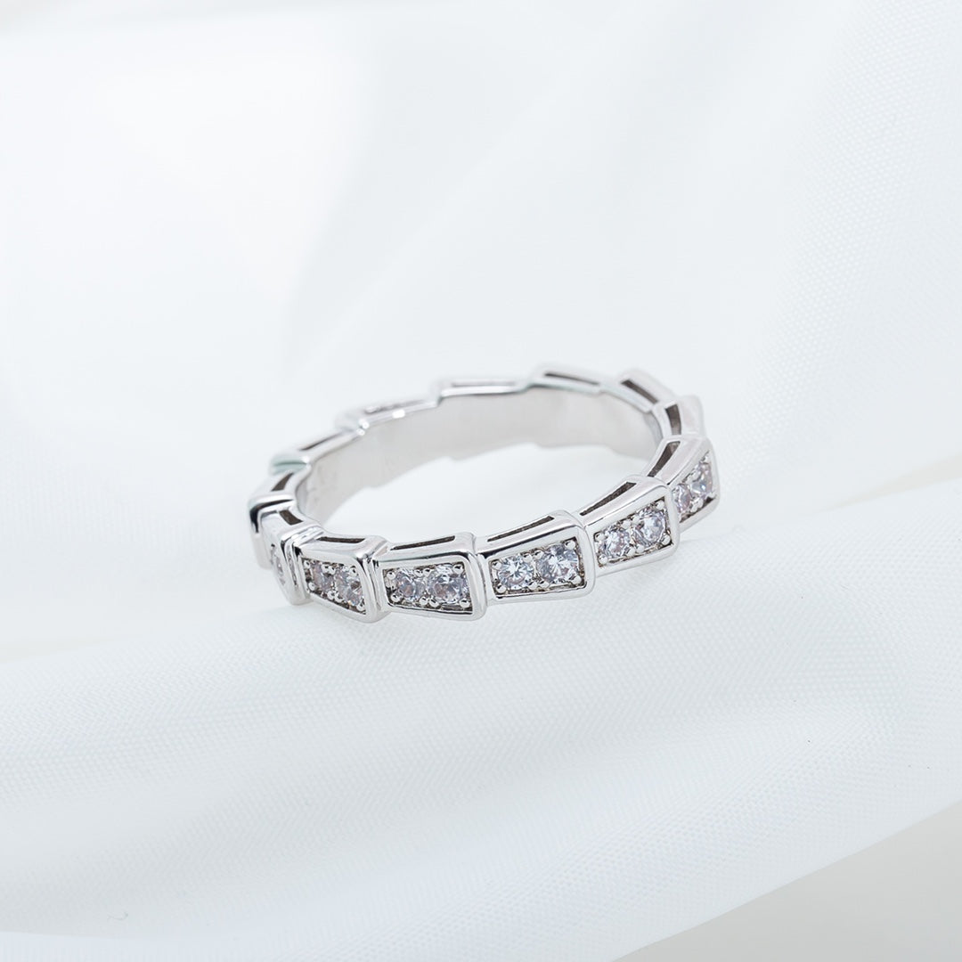 [✨Rose💎]SERPENTI RING SILVER DIAMOND PAVED 3MM