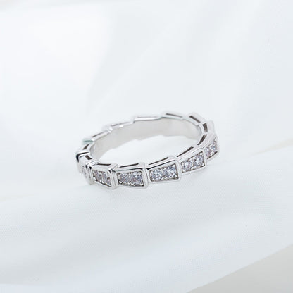 [✨Rose💎]SERPENTI RING SILVER DIAMOND PAVED 3MM
