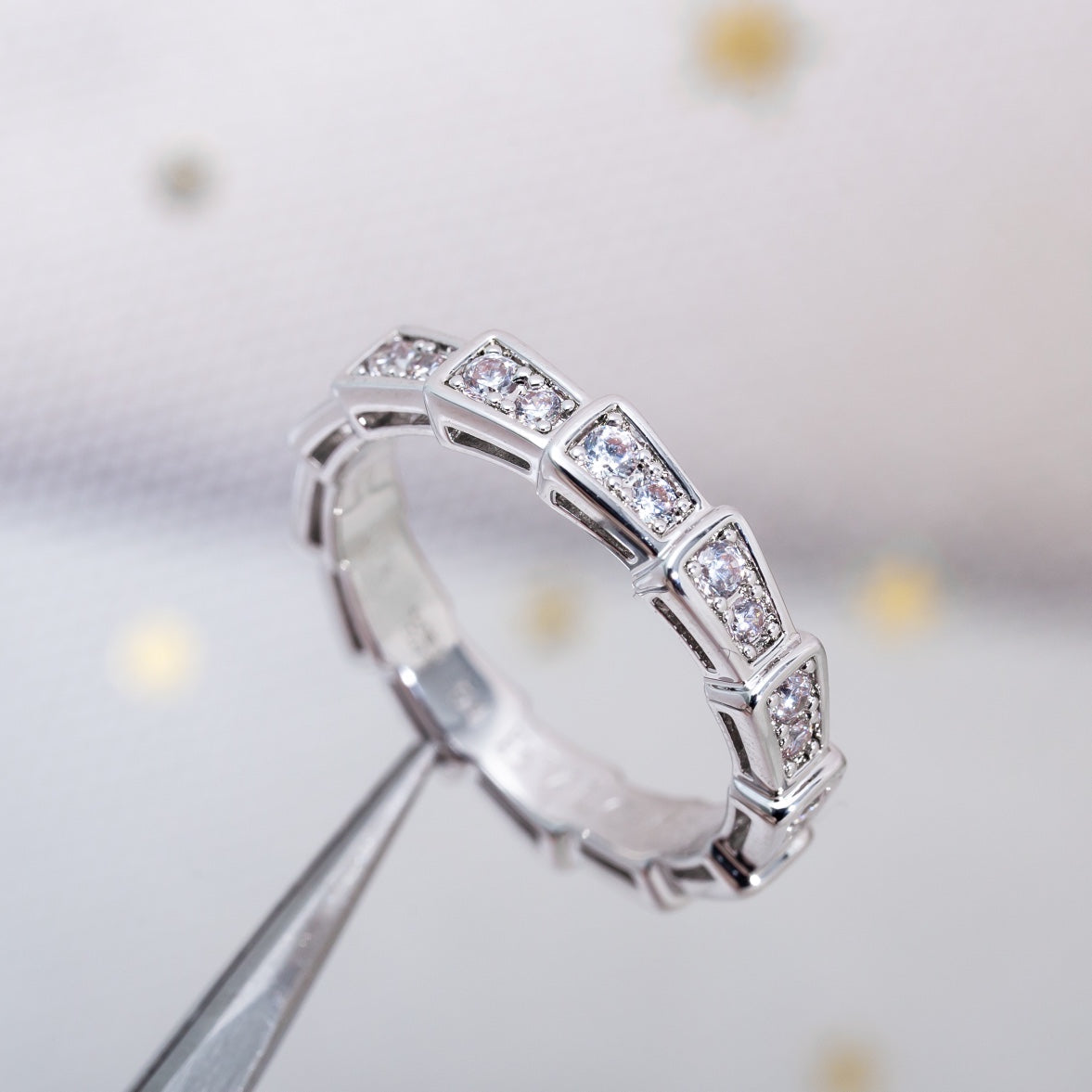 [✨Rose💎]SERPENTI RING SILVER DIAMOND PAVED 3MM