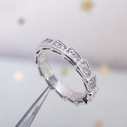 [✨Rose💎]SERPENTI RING SILVER DIAMOND PAVED 3MM