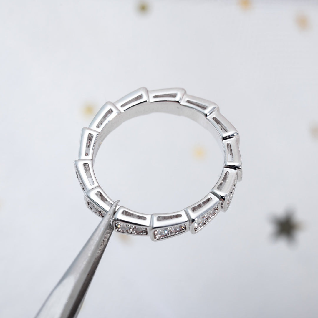 [✨Rose💎]SERPENTI RING SILVER DIAMOND PAVED 3MM