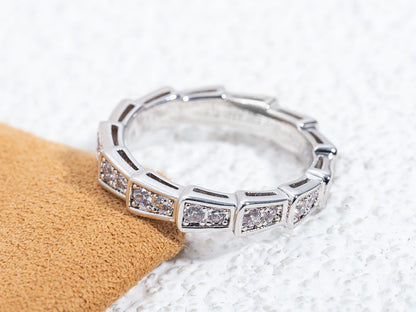 [✨Rose💎]SERPENTI RING SILVER DIAMOND PAVED 3MM