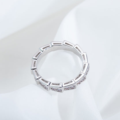 [✨Rose💎]SERPENTI RING SILVER DIAMOND PAVED 3MM