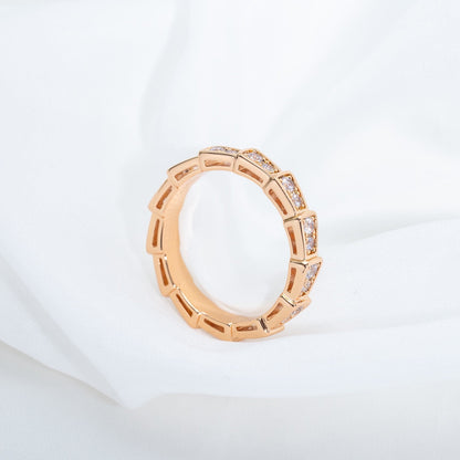 [✨Rose💎]SERPENTI RING PINK GOLD DIAMOND PAVED 3MM