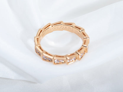[✨Rose💎]SERPENTI RING PINK GOLD DIAMOND PAVED 3MM