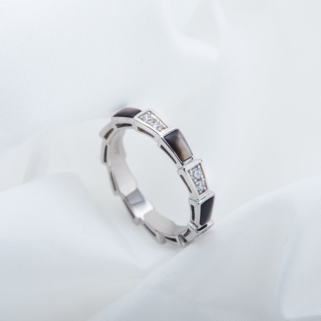 [✨Rose💎]SERPENTI RING SILVER  DIAMOND BLACK MOP 3MM