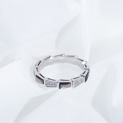 [✨Rose💎]SERPENTI RING SILVER  DIAMOND BLACK MOP 3MM