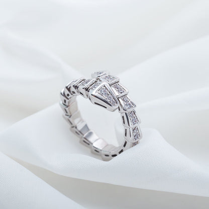 [✨Rose💎]SERPENTI RING SILVER DIAMOND PAVED 4MM