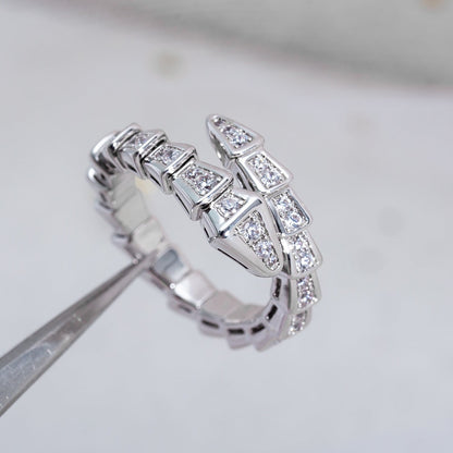 [✨Rose💎]SERPENTI RING SILVER DIAMOND PAVED 4MM