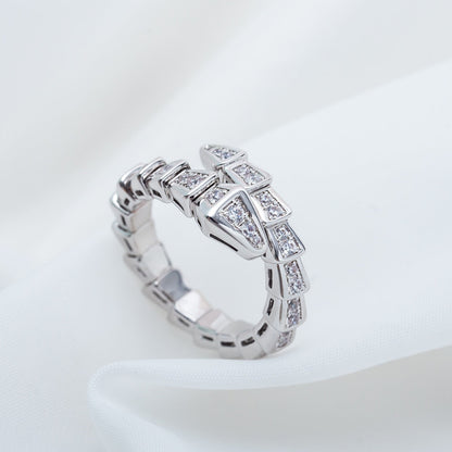 [✨Rose💎]SERPENTI RING SILVER DIAMOND PAVED 4MM