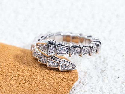 [✨Rose💎]SERPENTI RING SILVER DIAMOND PAVED 4MM