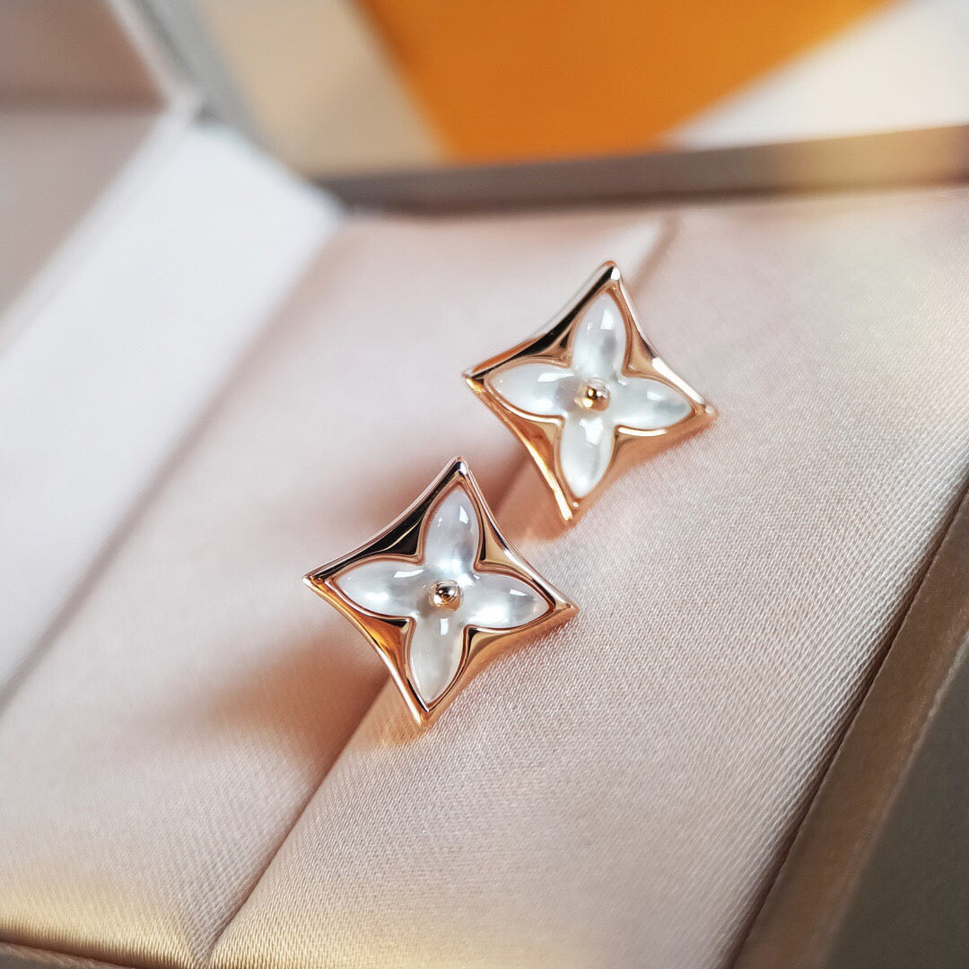 [✨Rose💎]STAR MOP PINK GOLD EARRINGS