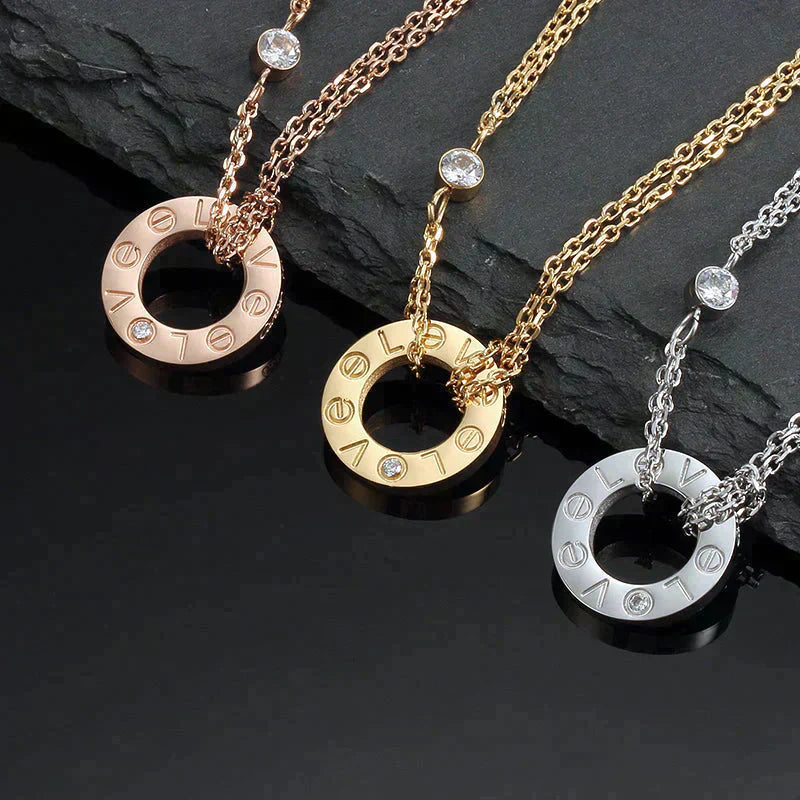 [✨Rose💎]LOVE NECKLACE 16MM 2 DIAMONDS