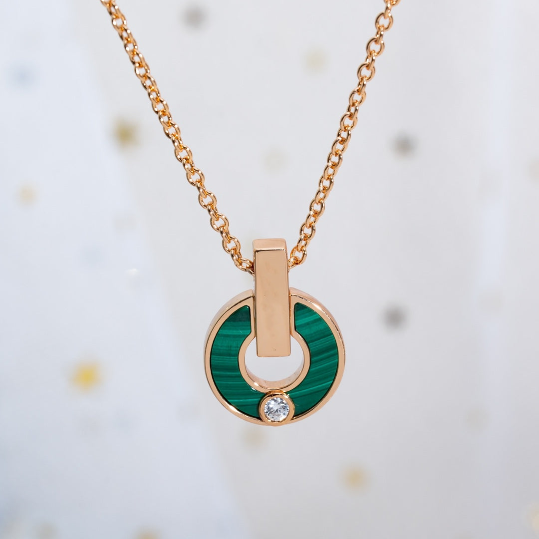 [✨Rose💎]GARI NECKLACE PINK GOLD MALACHITE