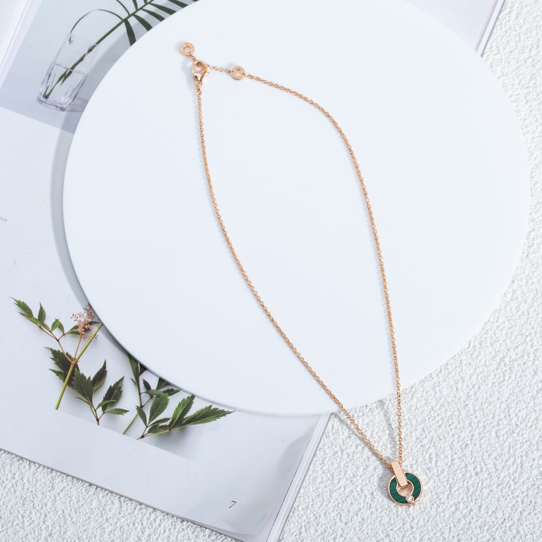 [✨Rose💎]GARI NECKLACE PINK GOLD MALACHITE