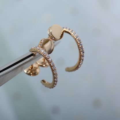 [✨Rose💎]JUSTE EARRINGS 12.75MM PINK GOLD DIAMOND