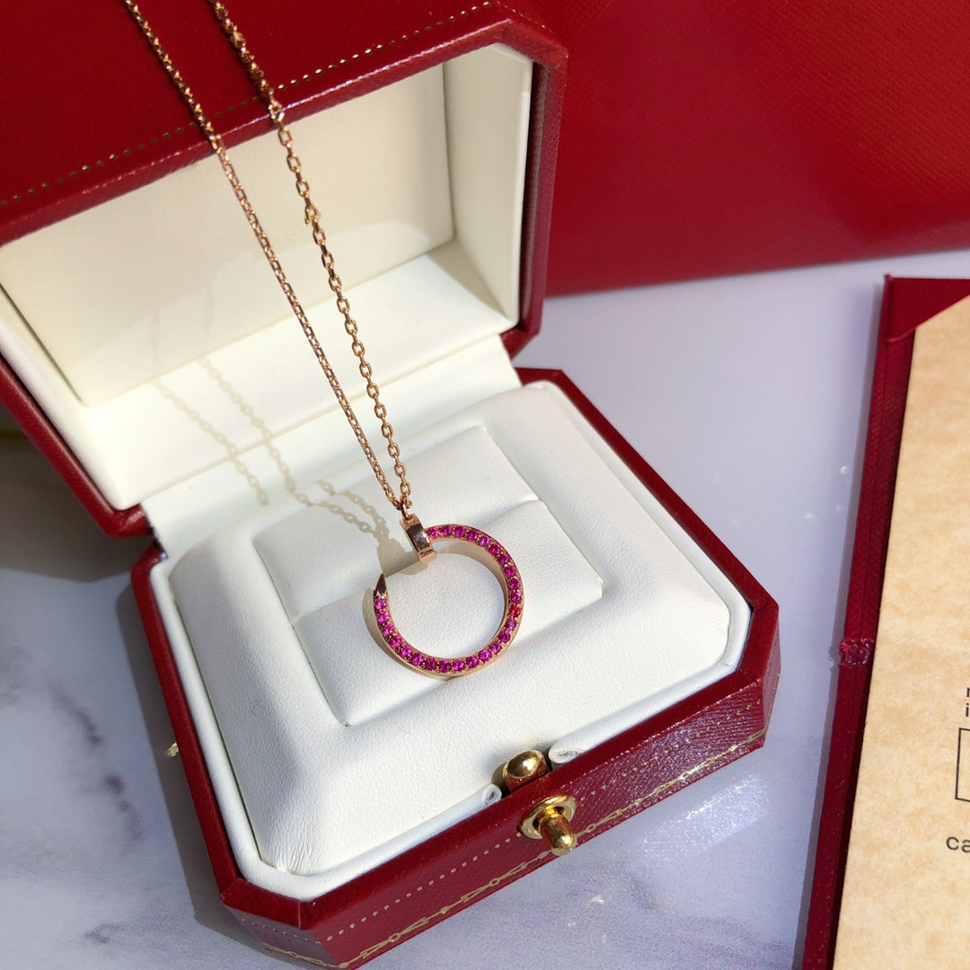 [✨Rose💎]JUSTE NECKLACE GOLD RED DIAMONDS
