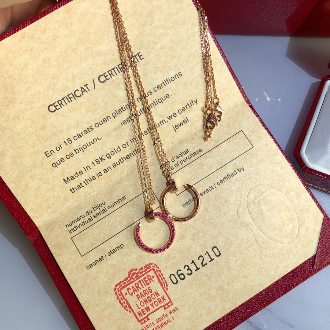[✨Rose💎]JUSTE NECKLACE GOLD RED DIAMONDS