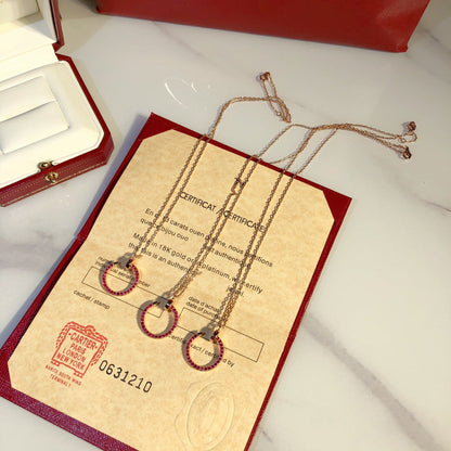 [✨Rose💎]JUSTE NECKLACE GOLD RED DIAMONDS