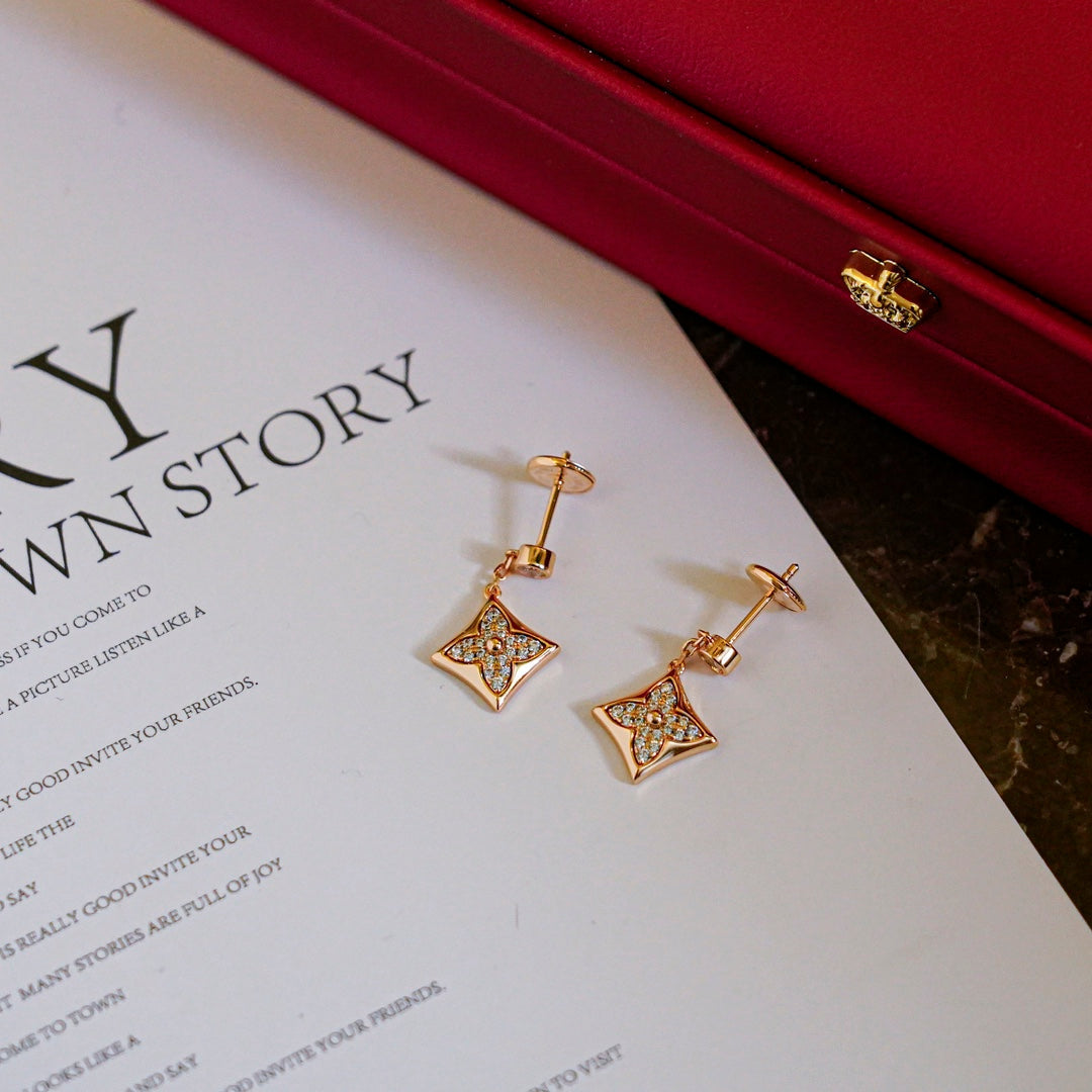 [✨Rose💎]✨Rose💎 DIAMONDS EARRINGS GOLD