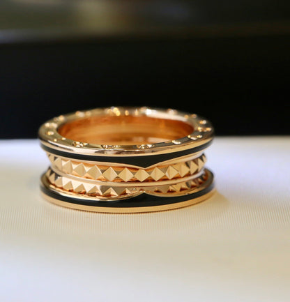 [✨Rose💎]ZERO 1 PINK GOLD BLACK CERAMIC RING