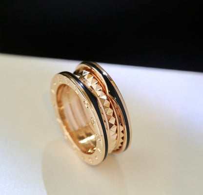 [✨Rose💎]ZERO 1 PINK GOLD BLACK CERAMIC RING