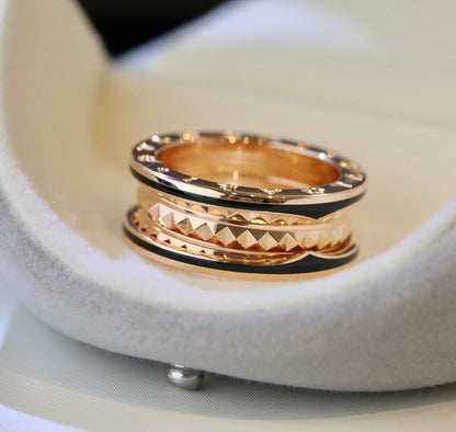 [✨Rose💎]ZERO 1 PINK GOLD BLACK CERAMIC RING