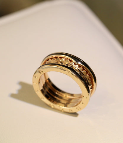 [✨Rose💎]ZERO 1 PINK GOLD BLACK CERAMIC RING