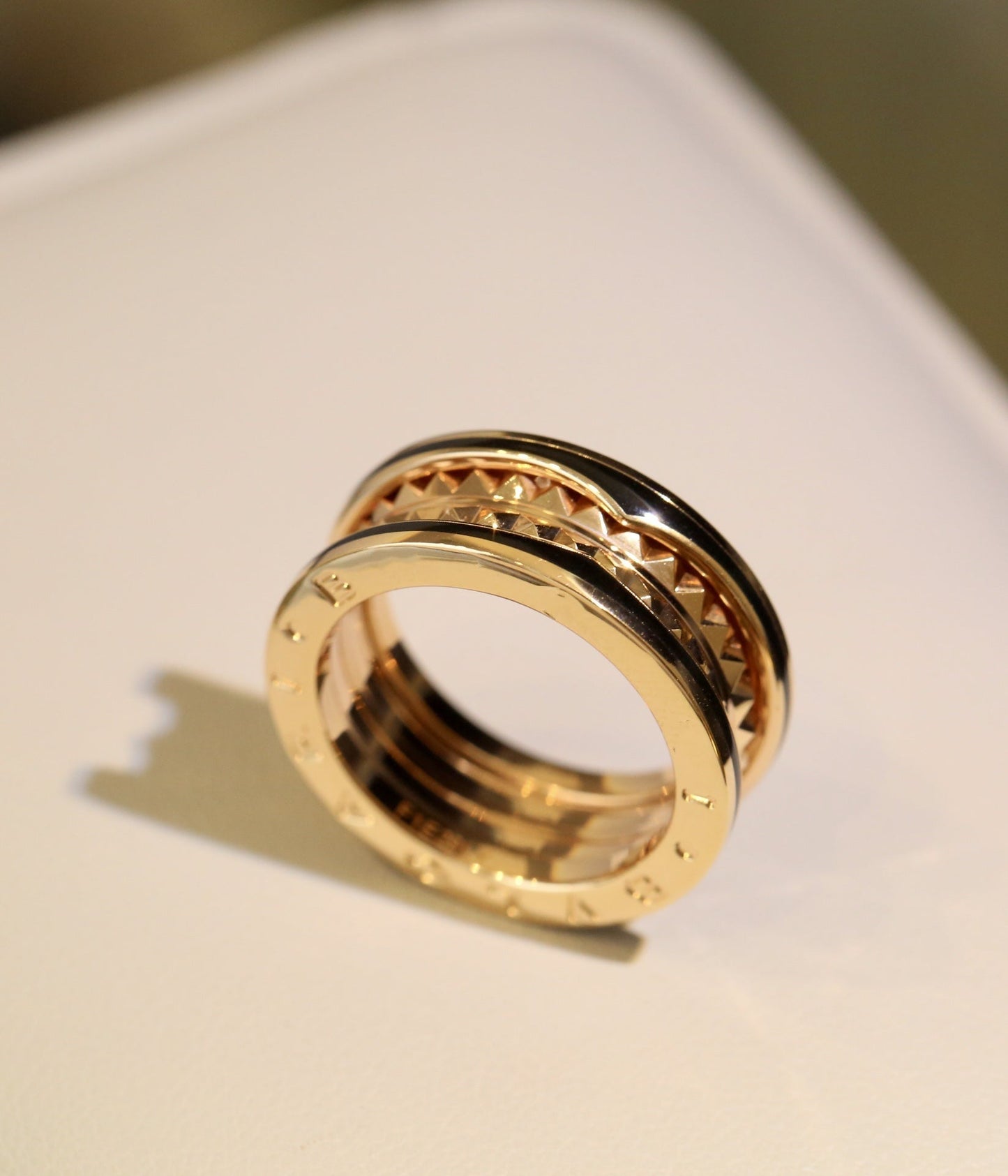 [✨Rose💎]ZERO 1 PINK GOLD BLACK CERAMIC RING