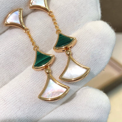 [✨Rose💎]DREAM EARRINGS 3 MOTIFS MALACHITE MOP PINK GOLD
