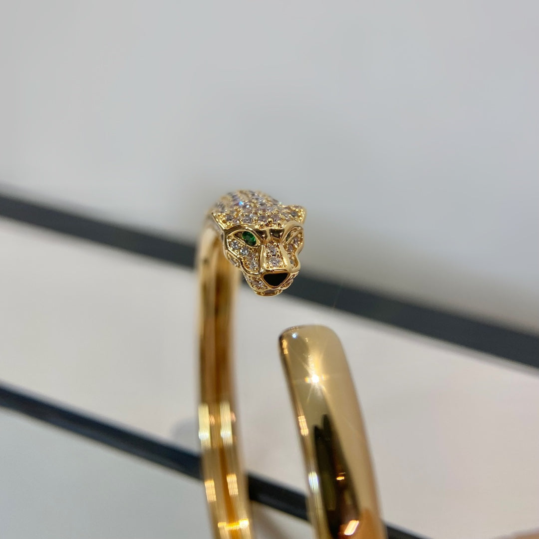 [✨Rose💎]PANTHERE GOLD DIAMOND OPEN BRACELET